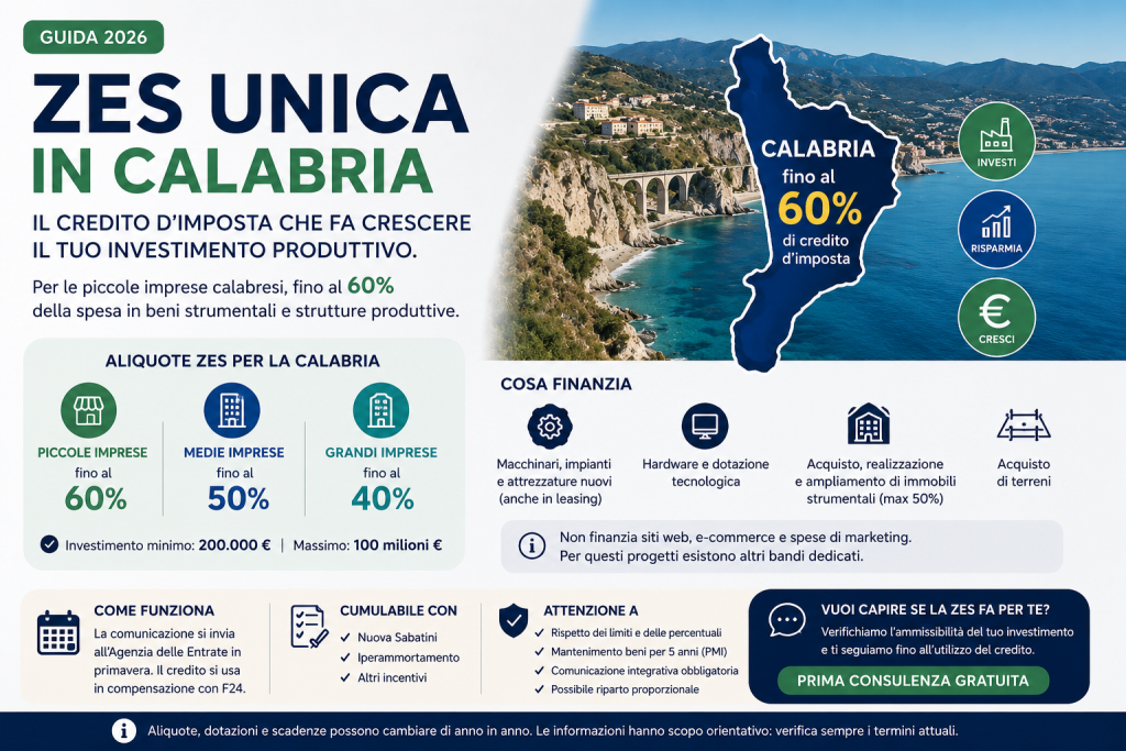 ZES Unica in Calabria credito d'imposta 2026 — Before 1783